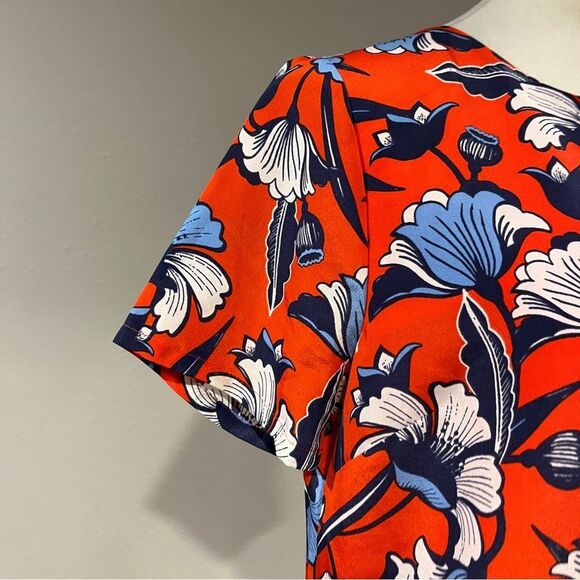 J.Crew Floral Print Short Sleeve straight cut loose fit Dress size 8 - Picture 3 of 11